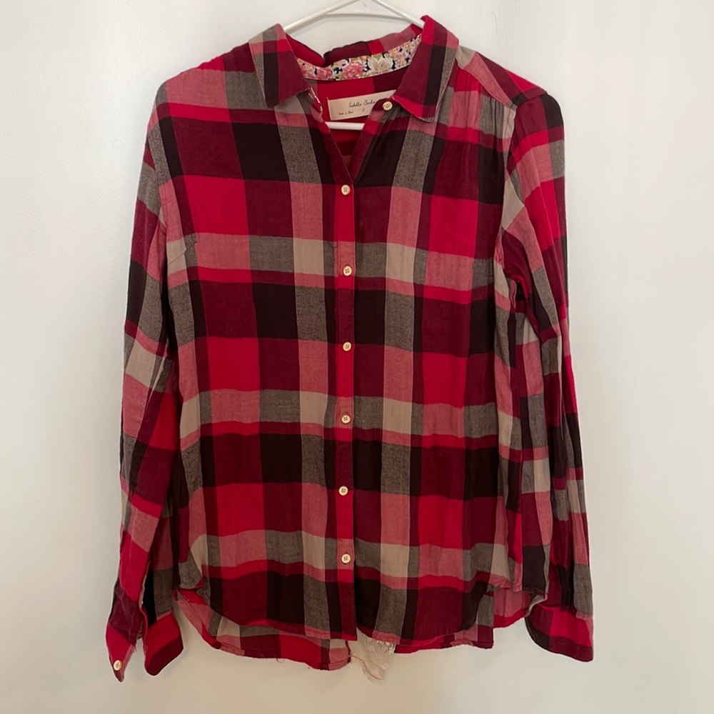 Red Flannel with Lace Back Size S